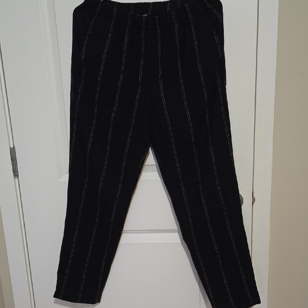 Eileen Fisher Wool Tapered Ankel Pants, Pinstripe